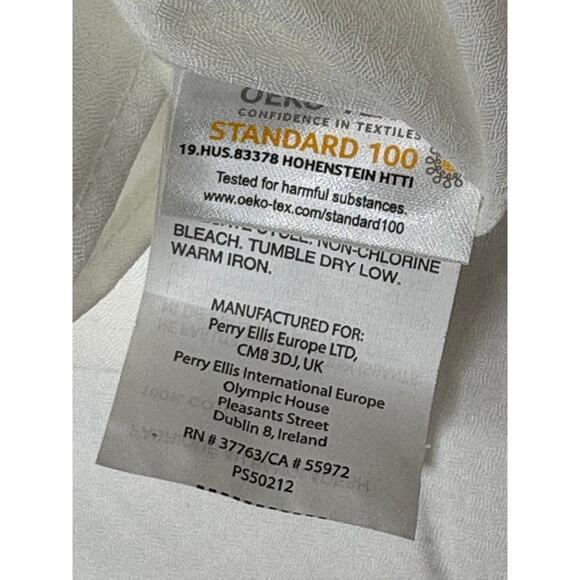 Perry Ellis Slim Fit Stain Resistant White Button Up Shirt XL Corpcore Party NWT - Picture 10 of 12